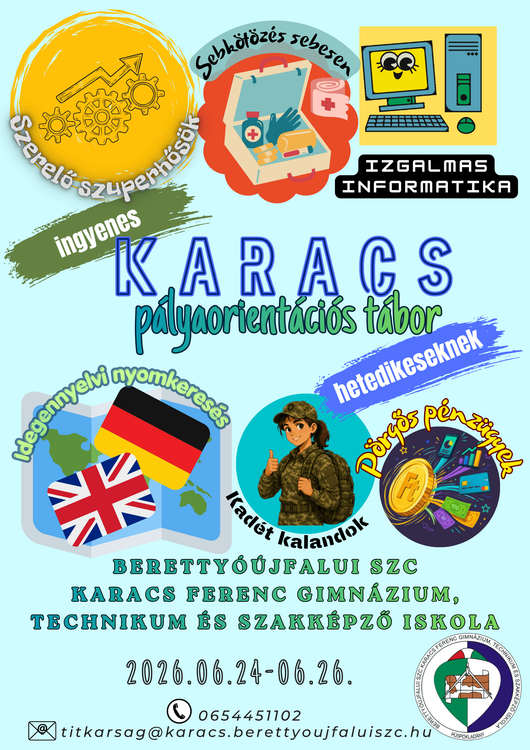 Karacs pályaorientációs tábor hetedikeseknek